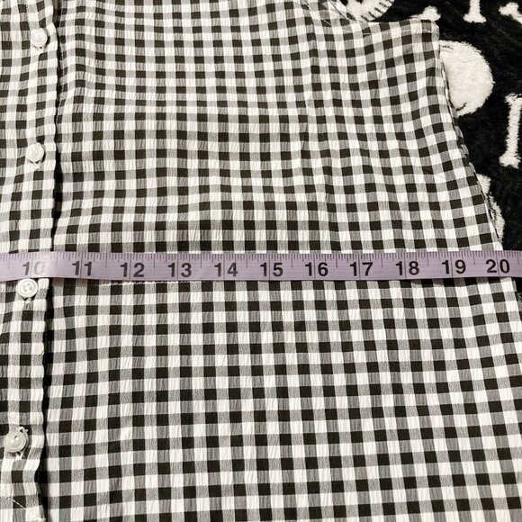 TAMARA H. Black white gingham sleeveless adjustable tie front MEDIUM LARGE shirt - Picture 9 of 14